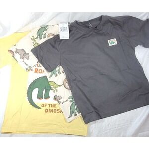 Next Boy's 3-Pack Monochrome/Yellow Dinosaur Short Sleeve T-Shirts Sz 5-6 Years